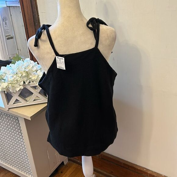Madewell black shoulder tie tank top Size L New - Picture 6 of 9